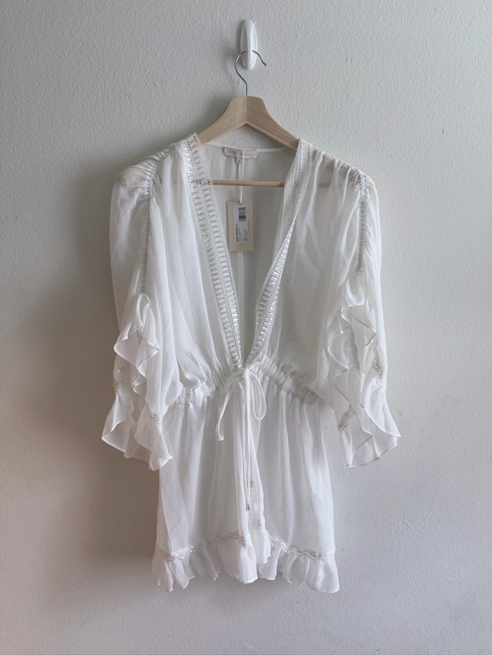Ramy Brook Other - Ramy Brook Pietro Dress White Sequin Trim Boho Cover-Up Tunic Small NWT